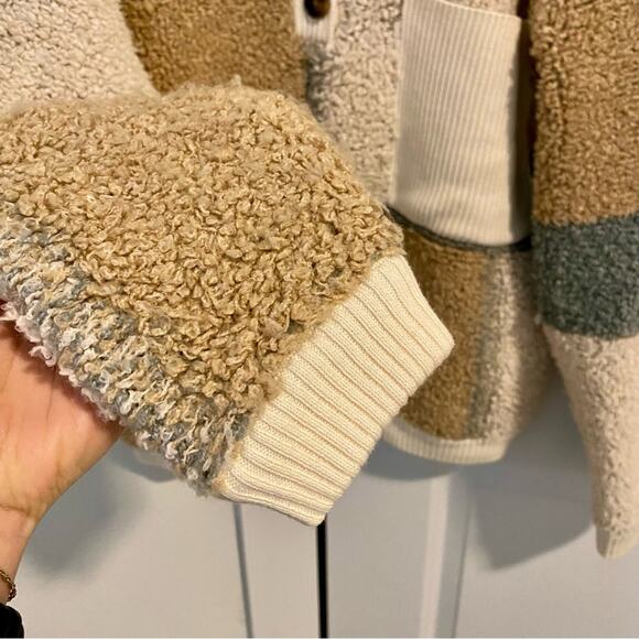 Sandy Liang Target Sherpa Pocket Comfy Boho Shabby Chic Colorblock Sweater - Picture 2 of 6